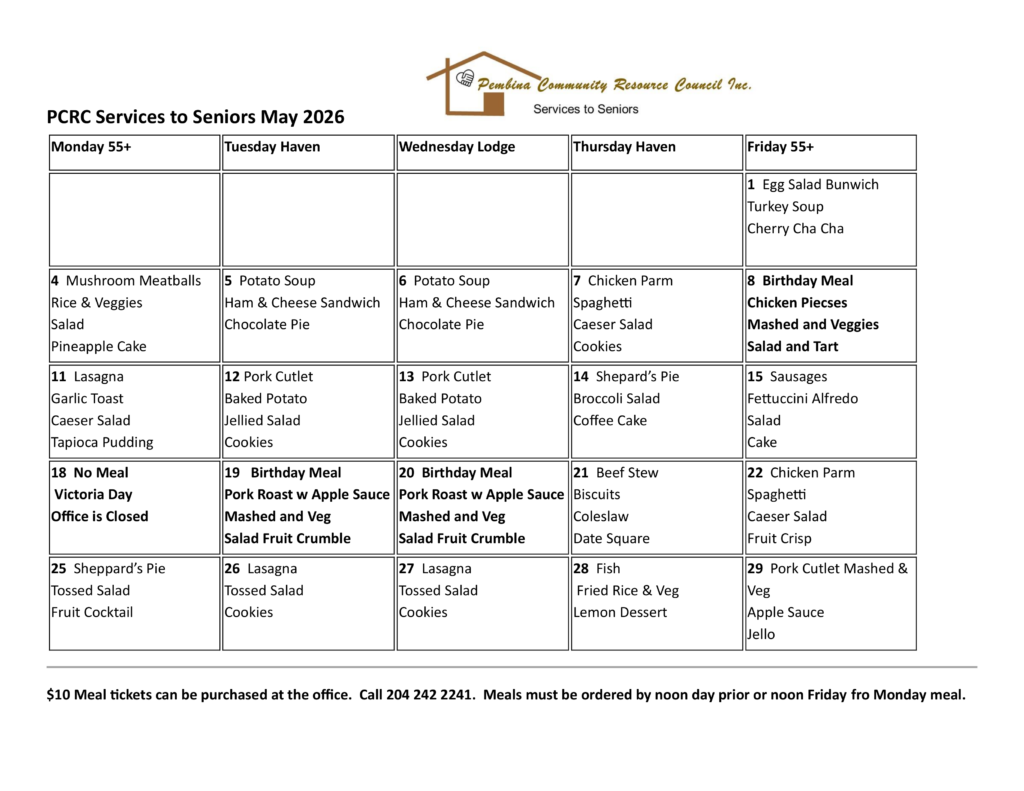 May 2026 Menu